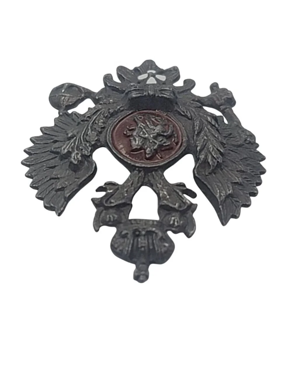 Russian Imperial Double-Headed Eagle Badge Metal Pin Enamel Vintage